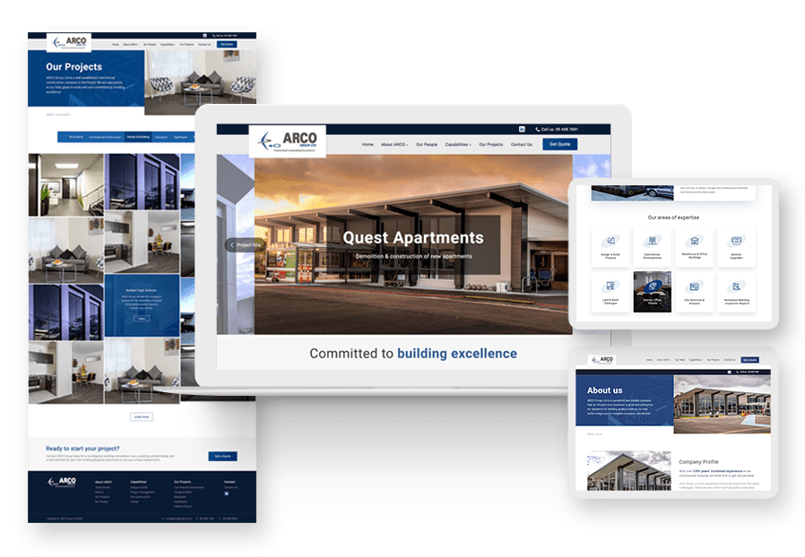 Www.woperdelicatta created the website for construction company ARCO to present their services